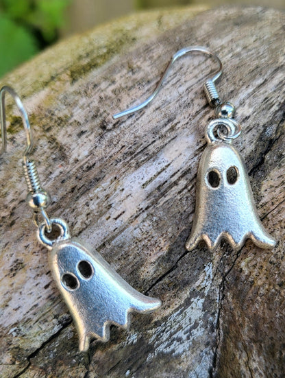 Spooky Silver Ghost Earrings Goth Whitby Halloween Gothic Great Gift E5