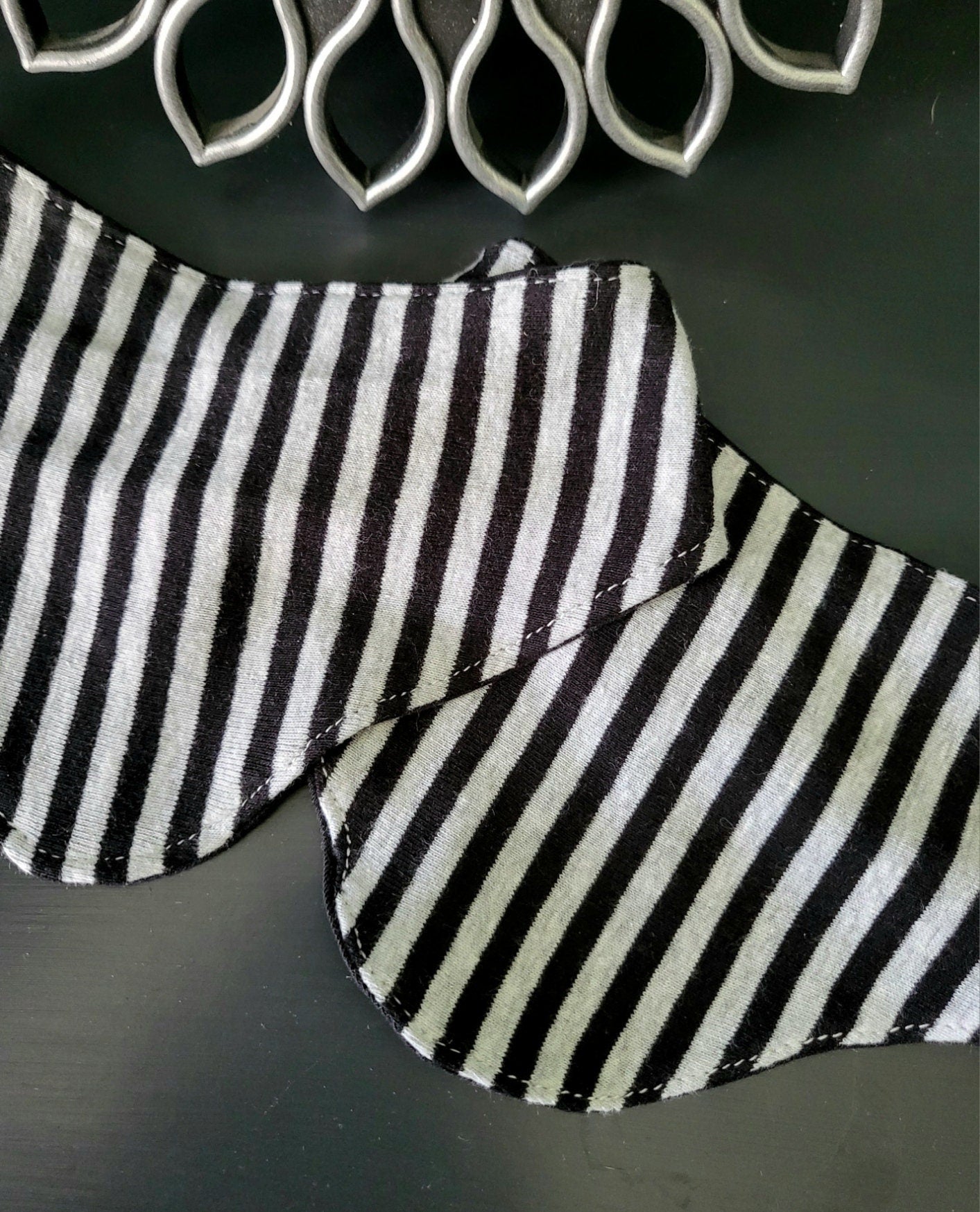 2 x Baby Goth Dribble Bibs Black Grey Stripes Halloween Bandana Adjustable S11