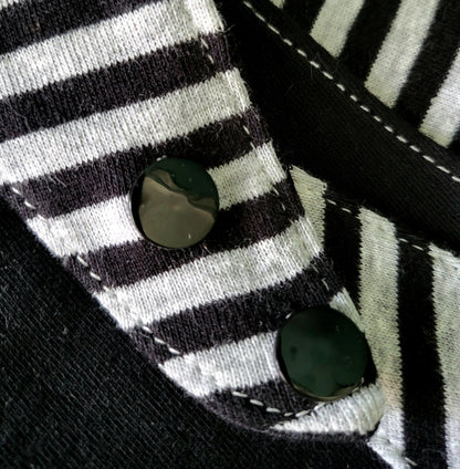 2 x Baby Goth Dribble Bibs Black Grey Stripes Halloween Bandana Adjustable S11