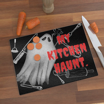 Funny Ghost Tempered Glass Chopping Board - Spooky Kitchen Decor
