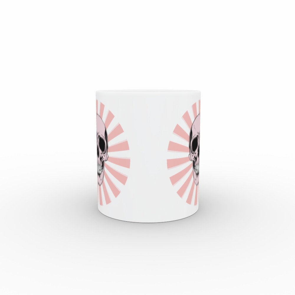 Ceramic Mug 11oz Gift Boxed Skull and Candy Pow Funky Pink White