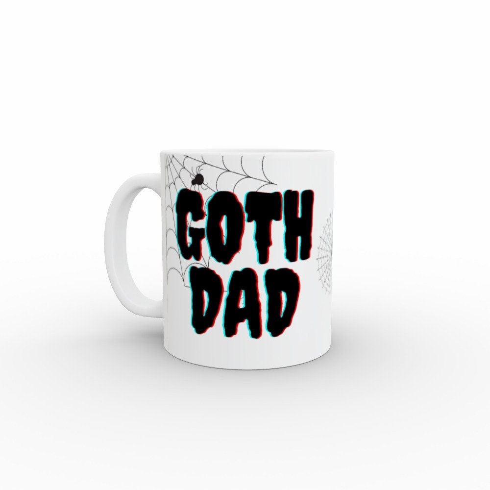 Ceramic Mug 11oz Gift Boxed Fun Mono  Goth Dad BlackWhite Fathers Day Birthday