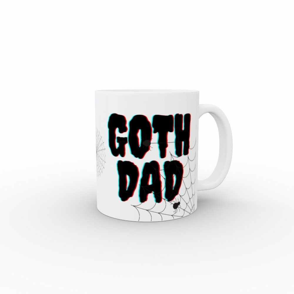 Ceramic Mug 11oz Gift Boxed Fun Mono  Goth Dad BlackWhite Fathers Day Birthday