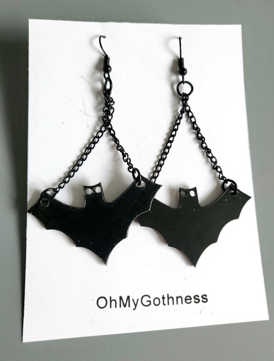 Black Bat Earrings Funky Goth Whitby Halloween Gothic Spooky Great Gift E14