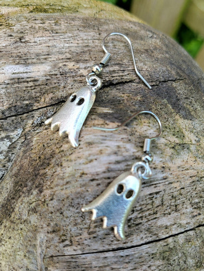 Spooky Silver Ghost Earrings Goth Whitby Halloween Gothic Great Gift E5