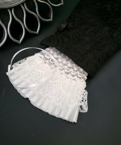 White Ruffled Lace Wrist Cuffs - Whitby Victorian Goth Style