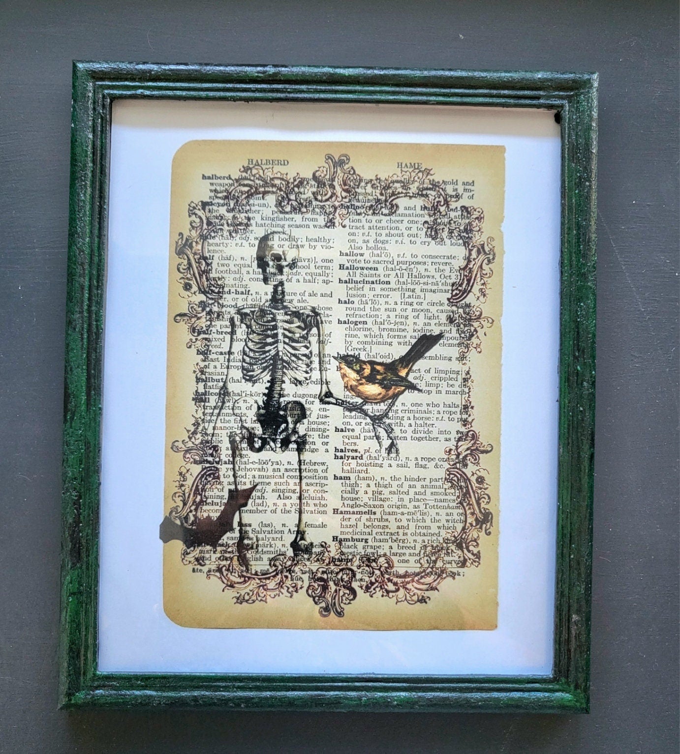 Dark Green Black Picture Photo Frame OOAK Handpainted Gothic Decor Interiors Home Style P16