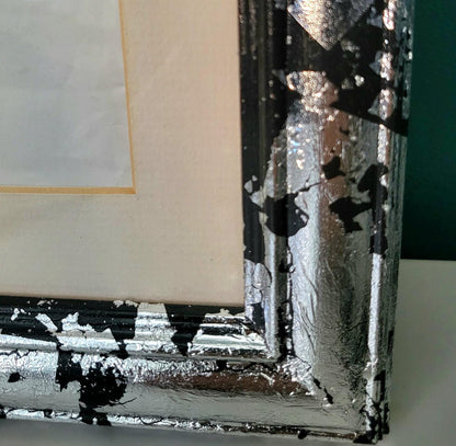 Large Black With Silver Leaf Frame Freestanding or Hanging Gothic Decor Home Stlyes Gift Idea OOAK P23