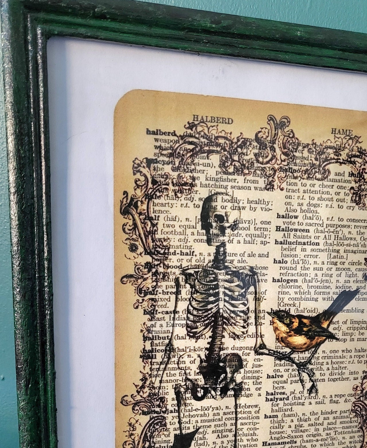 Dark Green Black Picture Photo Frame OOAK Handpainted Gothic Decor Interiors Home Style P16