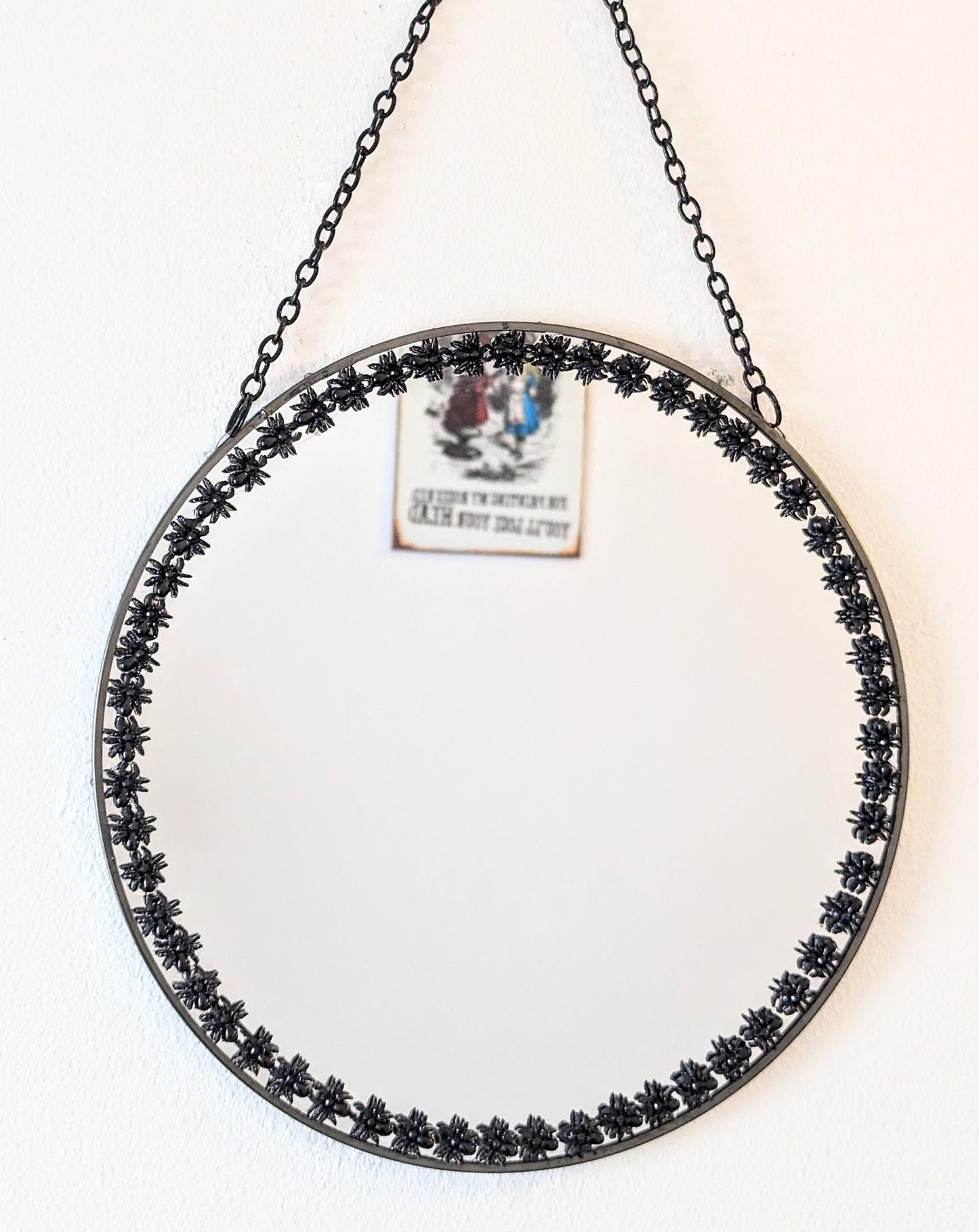 Hand Spiders Embellished 10" Round Wall Hanging Mirror