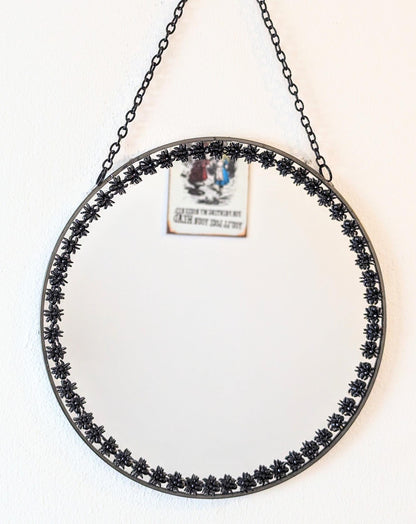 Hand Spiders Embellished 10" Round Wall Hanging Mirror