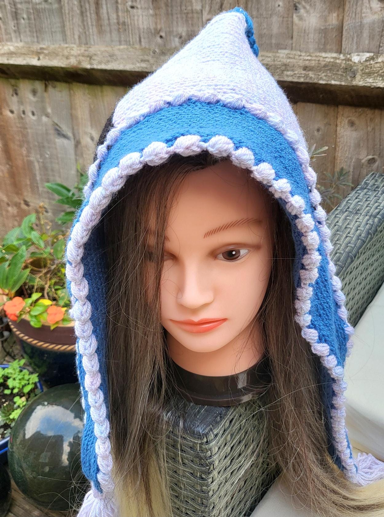 Knitted Woodland Forest Pixie Hat Bonnet Punk Emo Goth Blue Grey Black Cosy Winter Gift HT5