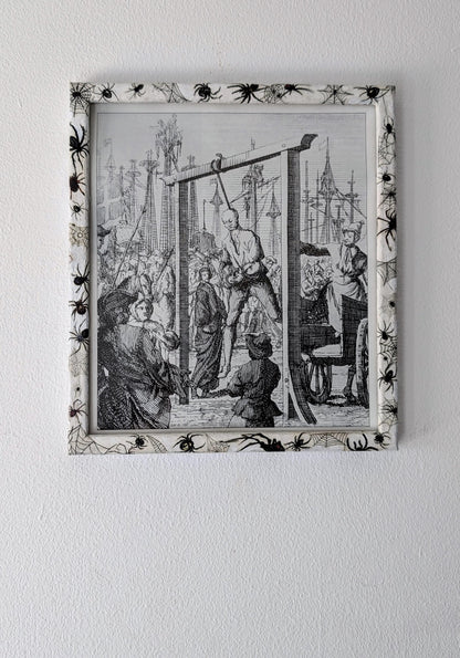8.5"X 10" portrait Gothic Photo Picture Frame. Wall hung decor Hand painted in white with spiders and webs horror fan arachnophobia gift