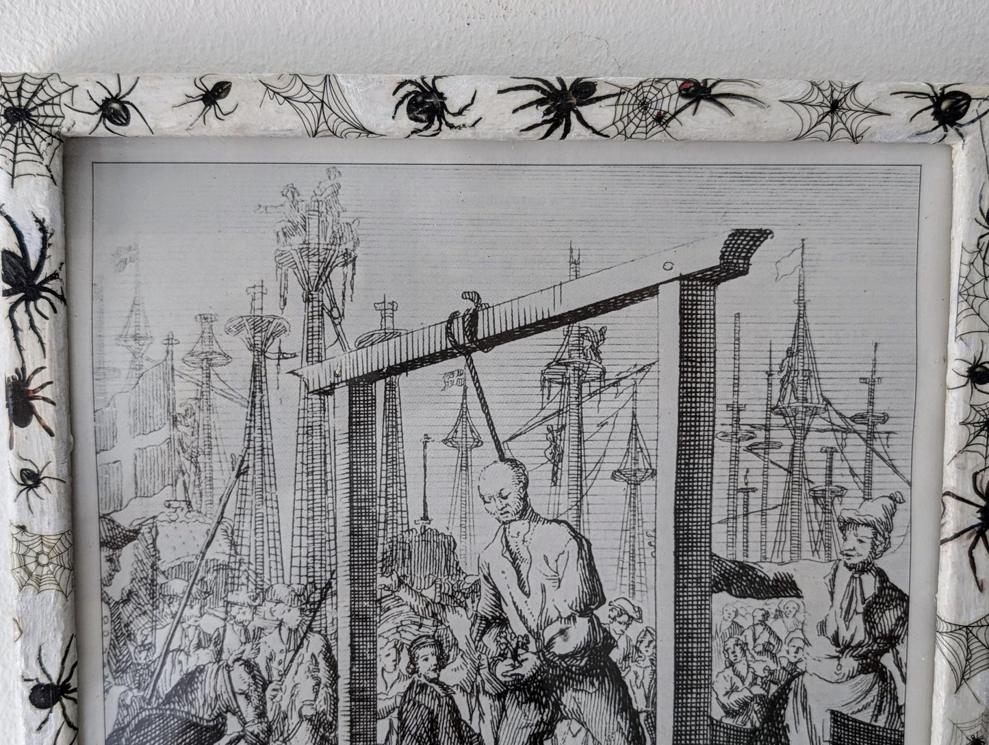 8.5"X 10" portrait Gothic Photo Picture Frame. Wall hung decor Hand painted in white with spiders and webs horror fan arachnophobia gift