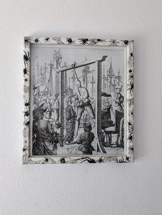 8.5"X 10" portrait Gothic Photo Picture Frame. Wall hung decor Hand painted in white with spiders and webs horror fan arachnophobia gift