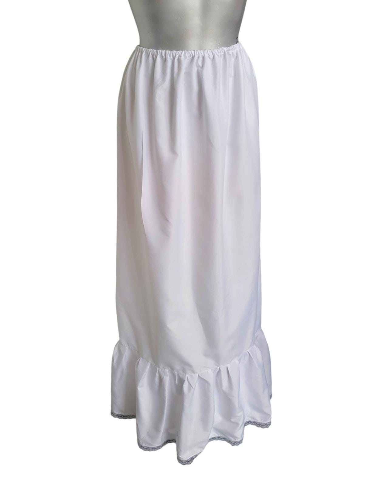 White Cotton Petticoat Full Length Long Underskirt Lace Edge Frill Victorian Theatre Steampunk Reenactment Historical Size Small PT1