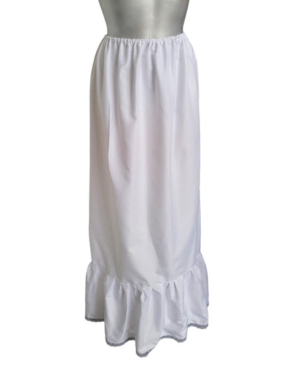 White Cotton Petticoat Full Length Long Underskirt Lace Edge Frill Victorian Theatre Steampunk Reenactment Historical Size Small PT1
