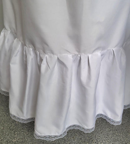 White Cotton Petticoat Full Length Long Underskirt Lace Edge Frill Victorian Theatre Steampunk Reenactment Historical Size Small PT1