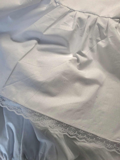 White Cotton Petticoat Full Length Long Underskirt Lace Edge Frill Victorian Theatre Steampunk Reenactment Historical Size Small PT1