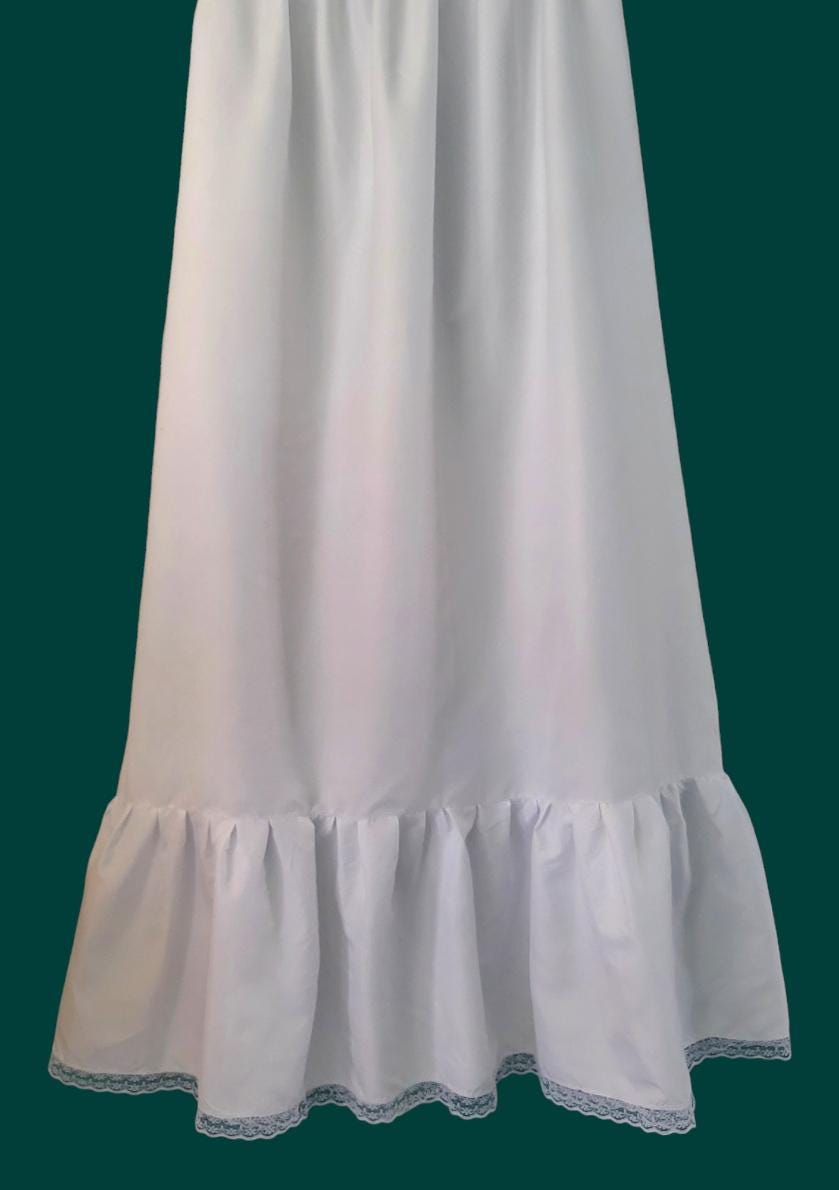 White Cotton Petticoat Full Length Long Underskirt Lace Edge Frill Victorian Theatre Steampunk Reenactment Historical Size Small PT1