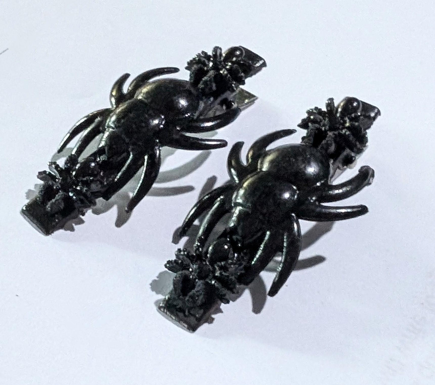 Pair of Hand made spooky black spiders hair clips slides Halloween accessories goth party costume