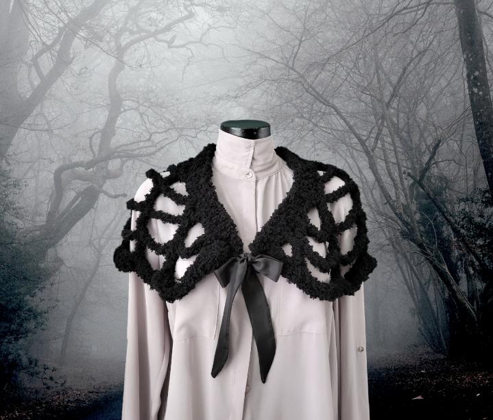 Crochet Spider Web Chenille Shawl - Gothic Steampunk Lace Wrap
