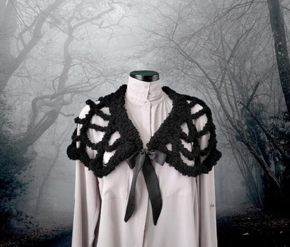 Crochet Spider Web Chenille Shawl - Gothic Steampunk Lace Wrap