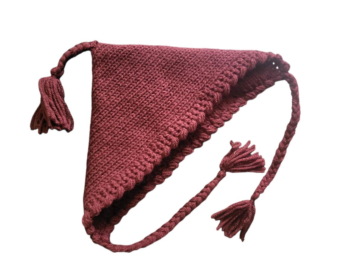 Knitted Woodland Forest Pixie Hat Child Bonnet Emo Goth Whimsy Autumn Ginger Brown Elf Fairy Girl 8 - 12 Year Old Winter Gift HT26