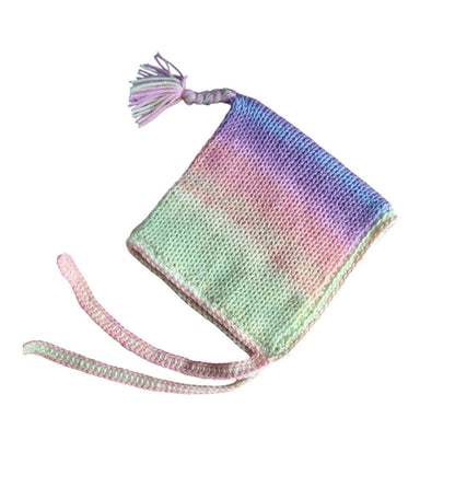 Knitted Woodland Forest Pixie Hat Child Bonnet Emo Goth Whimsy Pastel Rainbow Pink Blue Elf Fairy Girl 7 - 12 Year Old Winter Gift HT32