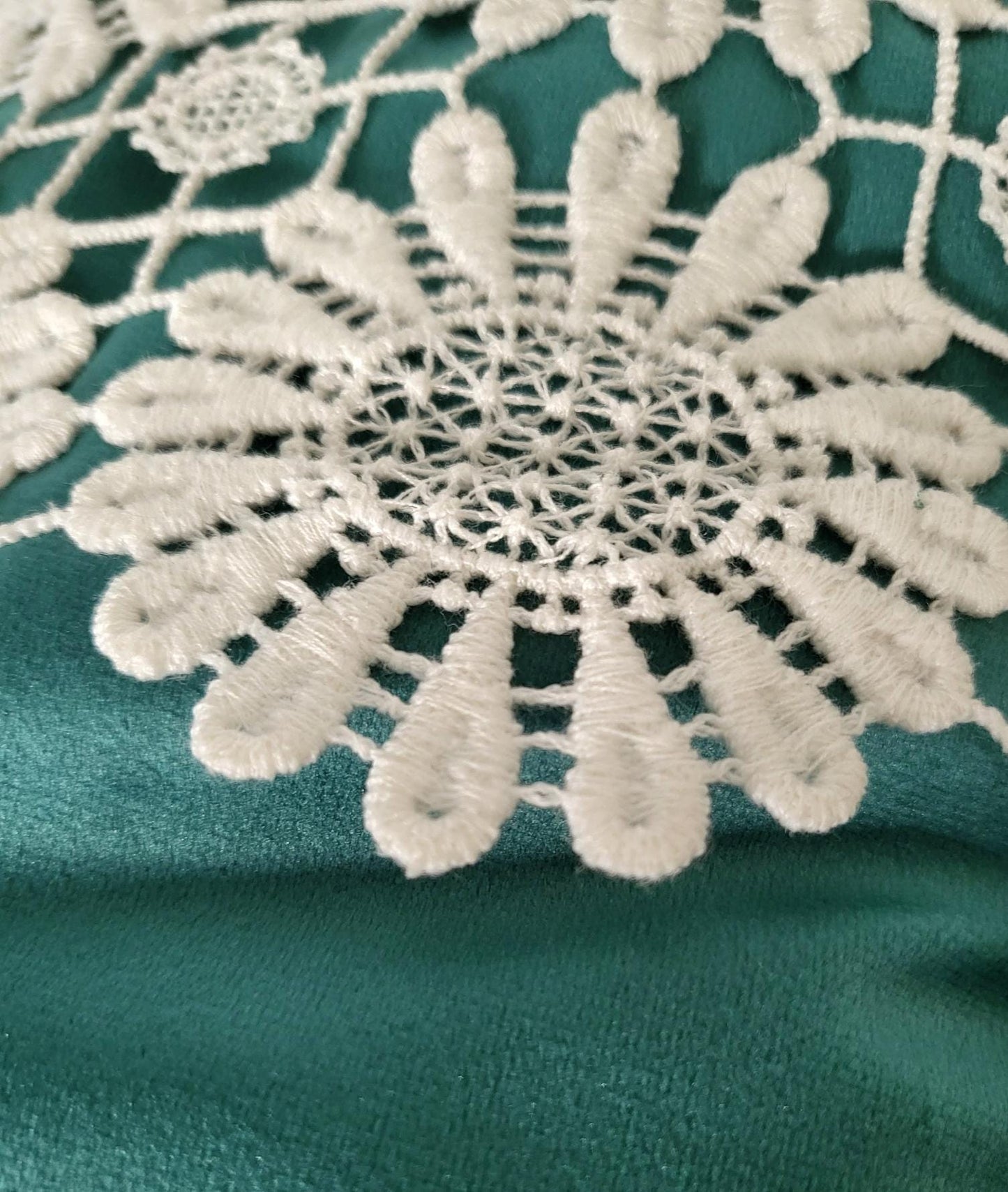 Green Velvet Christmas Stocking with Cream Lace