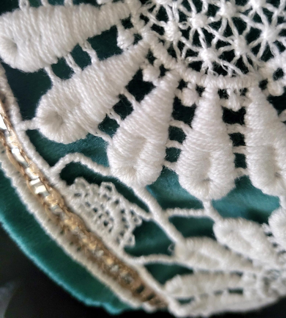 Green Velvet Stiletto Christmas Stocking, Lace Holiday Decor
