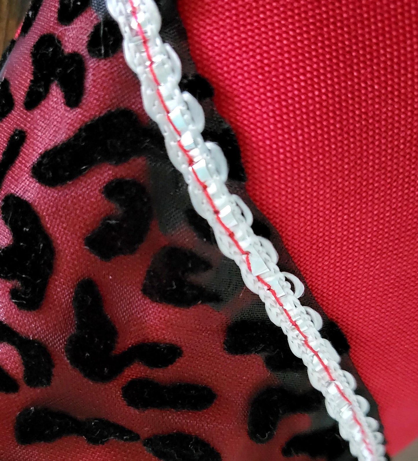Stiletto Heel Christmas Stocking: Red & Black Velvet Leopard Print