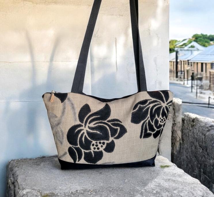 Handmade Jacquard Velvet Tote Bag, Floral Shopper Handbag