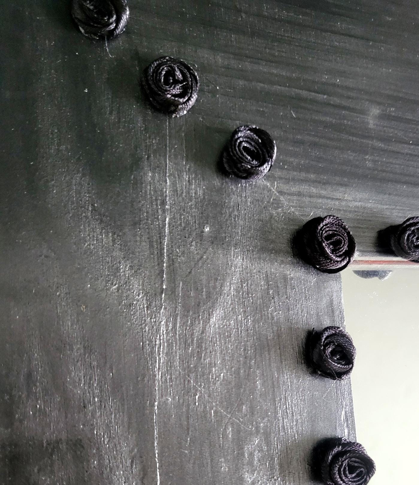 Square Mirror OOAK Handpainted Black Silver Black With Black Skulls & Roses 10"x 10" Gothic Decor Homes Interiors Great Gift MM1