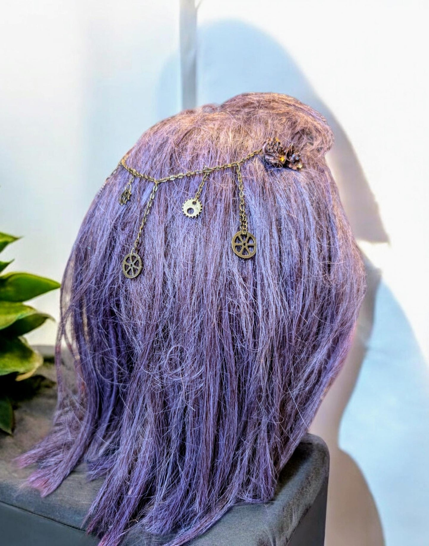 Handmade Steampunk Hair Comb, Rose & Cog Chain, Gift Boxed