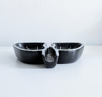 Handmade Black and Silver Lungs Trinket Dish, Gothic Home Decor