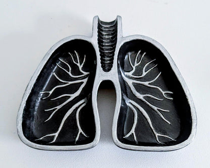 Handmade Black and Silver Lungs Trinket Dish, Gothic Home Decor