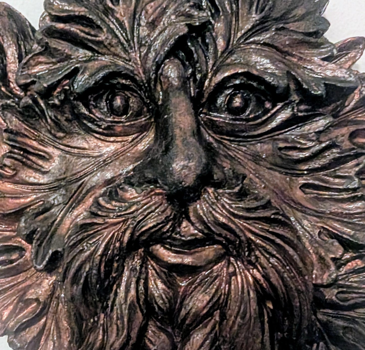 Handmade Green Man Wall Hanging, Copper Verdigris Plaque