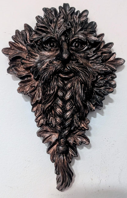 Handmade Green Man Wall Hanging, Copper Verdigris Plaque