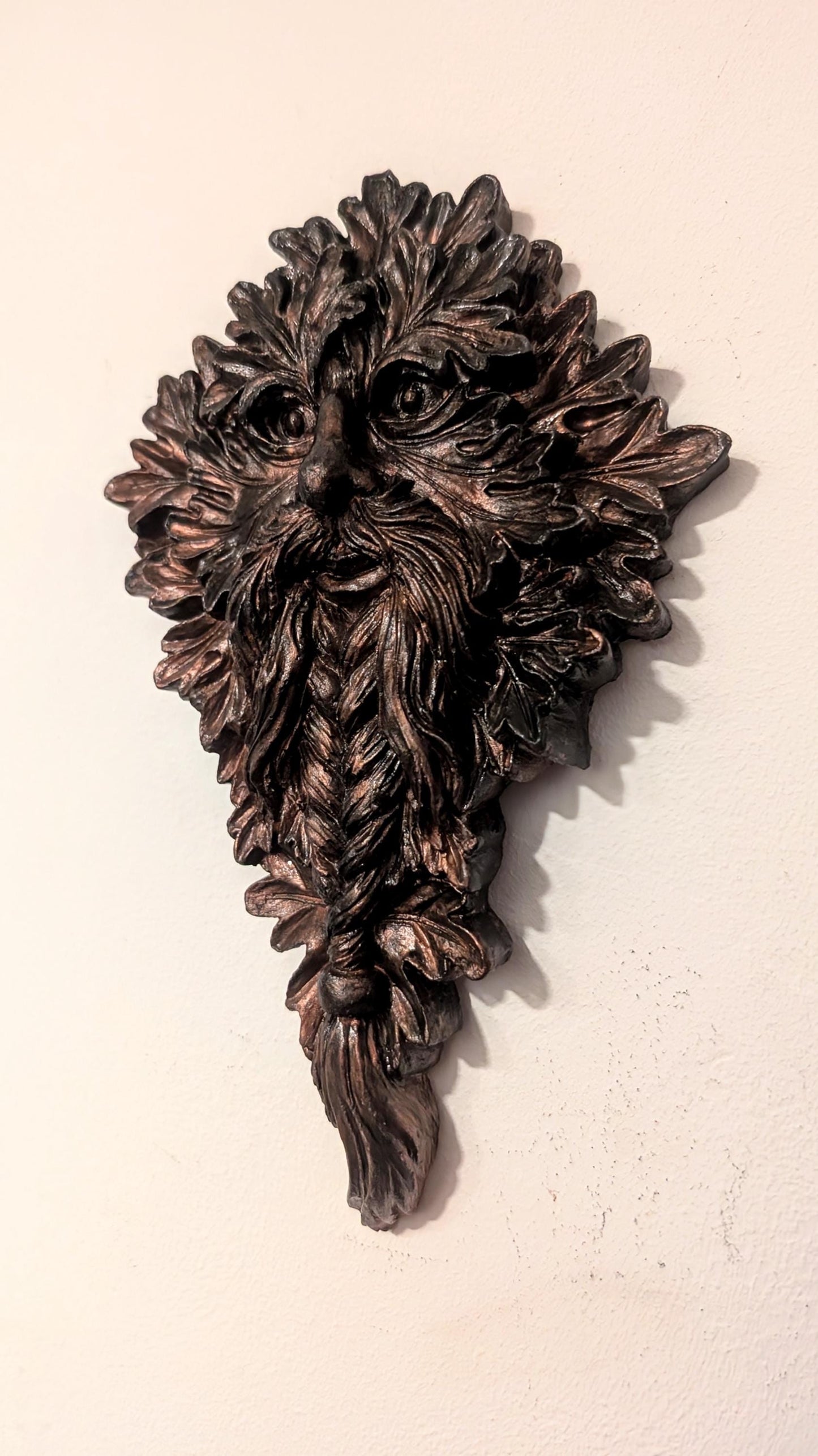 Handmade Green Man Wall Hanging, Copper Verdigris Plaque