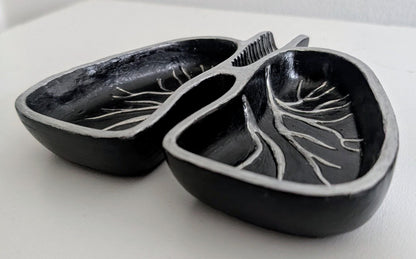 Handmade Black and Silver Lungs Trinket Dish, Gothic Home Decor
