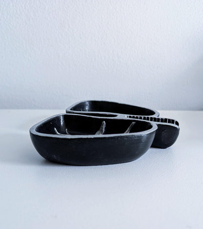 Handmade Black and Silver Lungs Trinket Dish, Gothic Home Decor