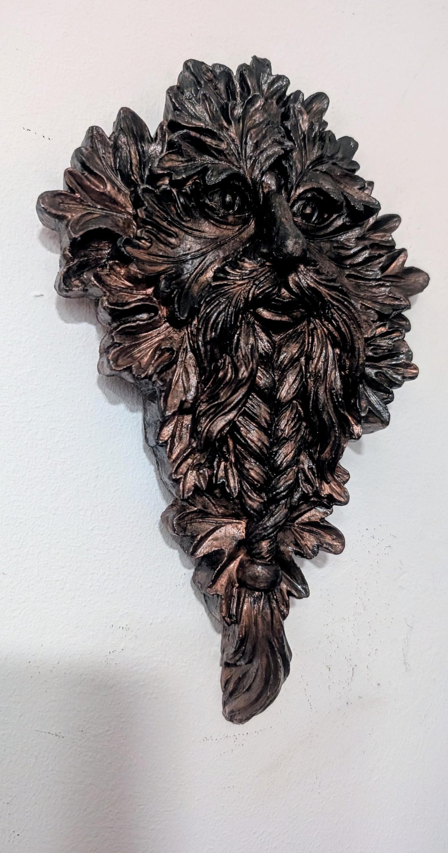 Handmade Green Man Wall Hanging, Copper Verdigris Plaque