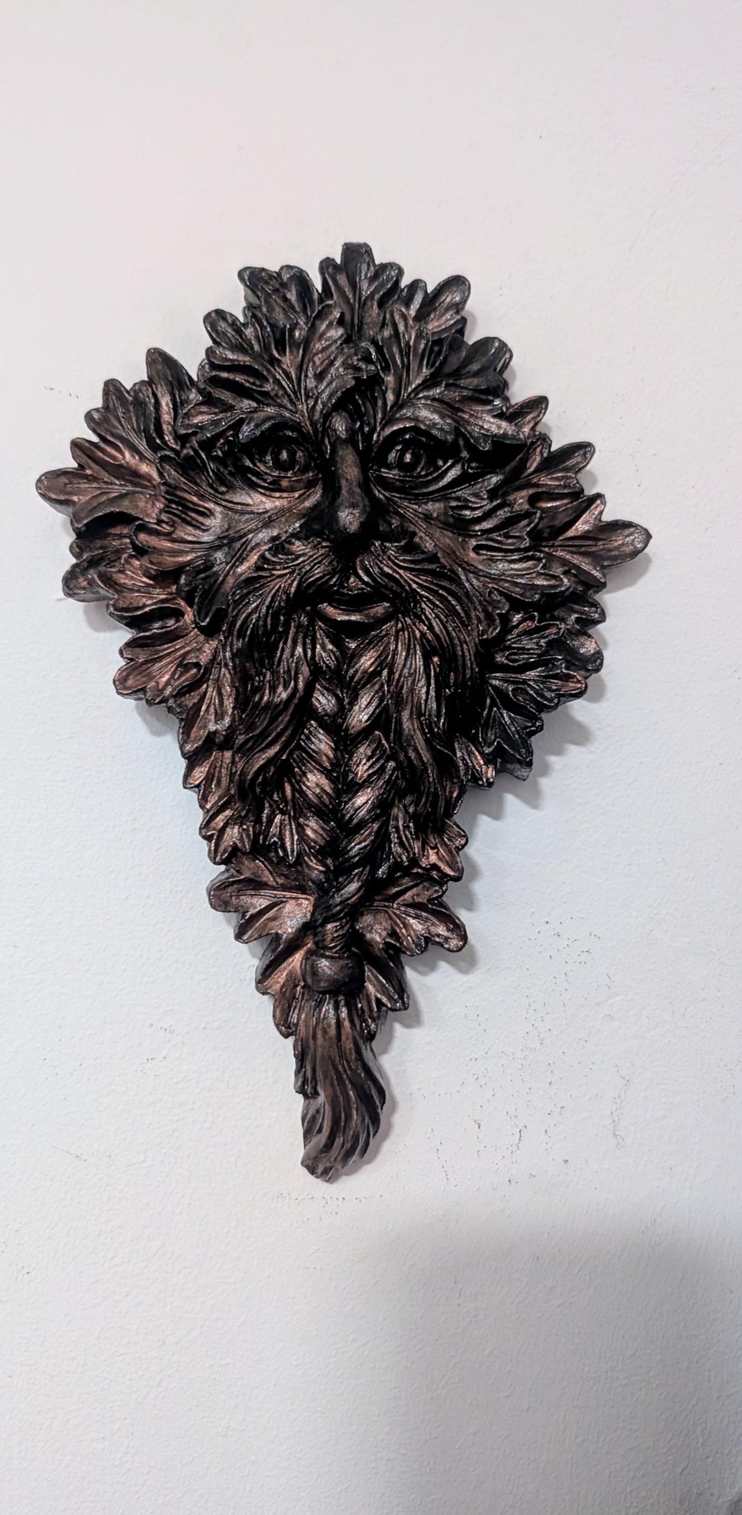 Handmade Green Man Wall Hanging, Copper Verdigris Plaque