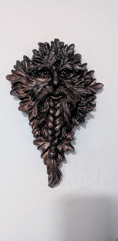 Handmade Green Man Wall Hanging, Copper Verdigris Plaque