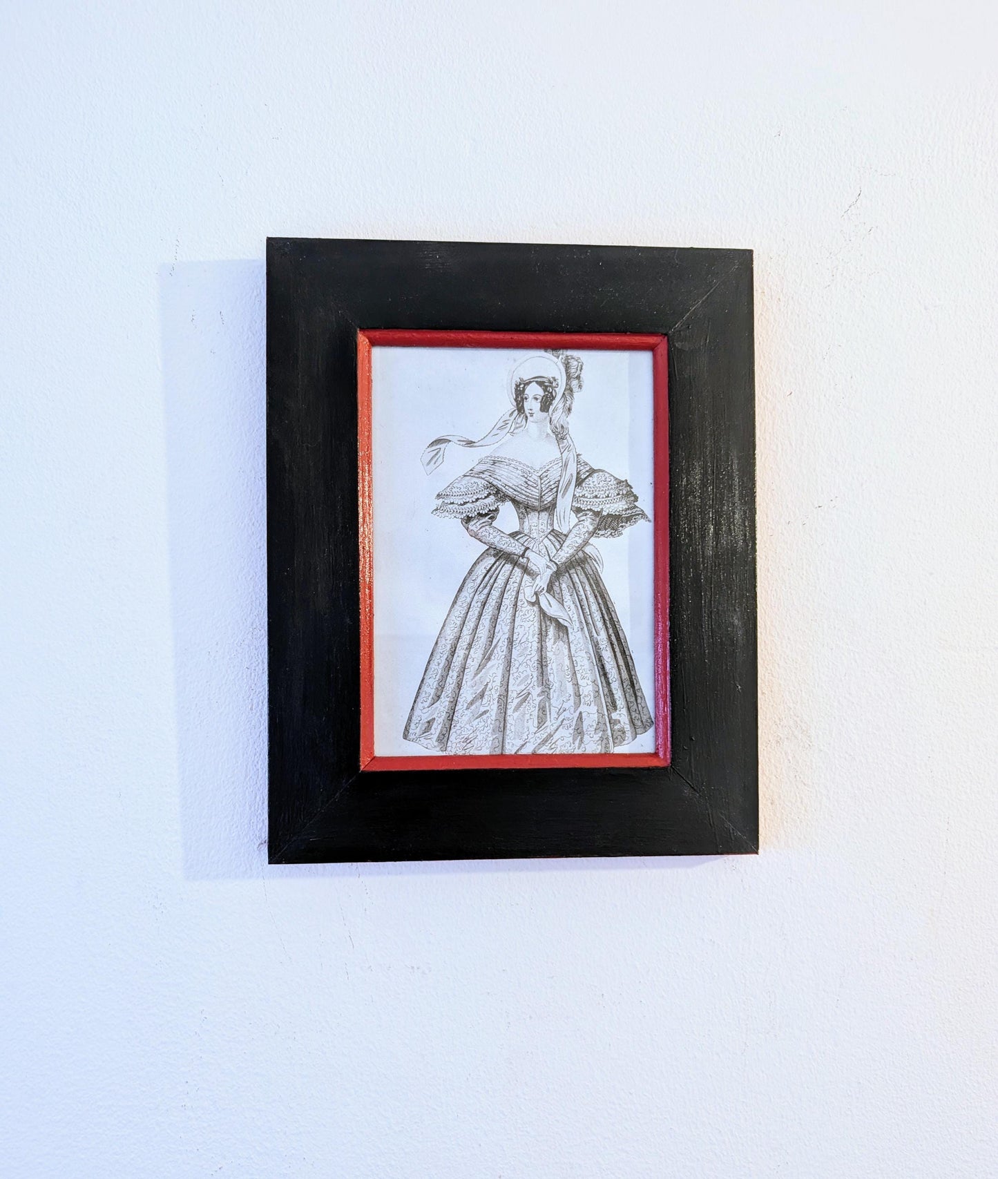 7 x5" wall hanging solid wooden hand painted photo picture frame. Simple Black and red house home decor gothic horror couple gift present