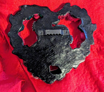 Skeleton Lovers in heart made of red rose Hand made and painted. Gothic wall decor wedding gift romantic goth couples house warming present