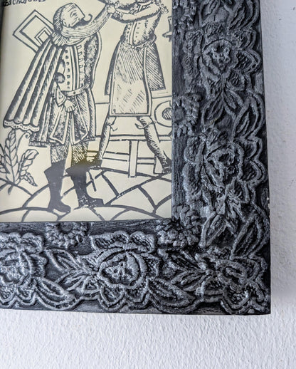 6 x 4" wall hanging portrait photo frame. Decorative gothic dark grey with silvery tones house warming house decor chunky wood couple gift