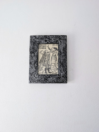 6 x 4" wall hanging portrait photo frame. Decorative gothic dark grey with silvery tones house warming house decor chunky wood couple gift