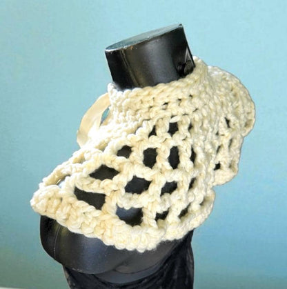 Crochet Spider Web Cream Shawl - Chunky Knit Lace Wrap